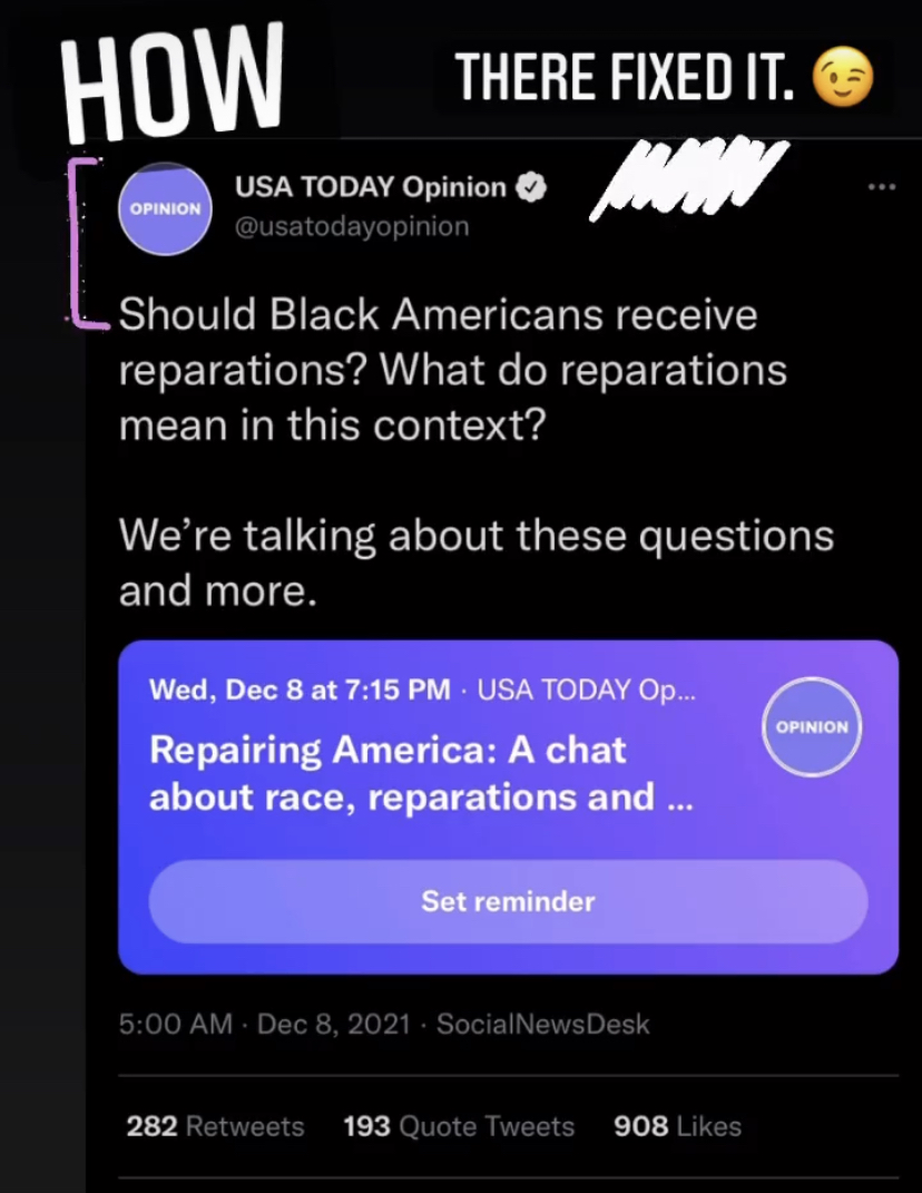 Made a few edits 💯#Reparations