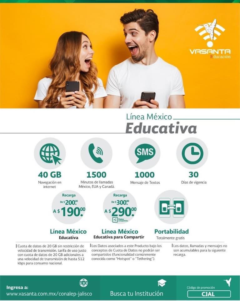 Vasanta por la Educación (@vasantaedu) on Twitter photo Tenemos excelentes noticias para la comunidad de <a href="/ConalepJal/">CONALEP Jalisco</a>
Te damos acceso a la tarifa más baja del mundo, gracias a la firma del convenio Vasanta - Conalep Jalisco
Ingresa a: vasanta.com.mx/conalep-jalisco
#40GIGAS
#conectividad
#PrecioJusto
#vamosavasantear Tenemos excelentes noticias para la comunidad de <a href="/ConalepJal/">CONALEP Jalisco</a>
Te damos acceso a la tarifa más baja del mundo, gracias a la firma del convenio Vasanta - Conalep Jalisco
Ingresa a: vasanta.com.mx/conalep-jalisco
#40GIGAS
#conectividad
#PrecioJusto
#vamosavasantear