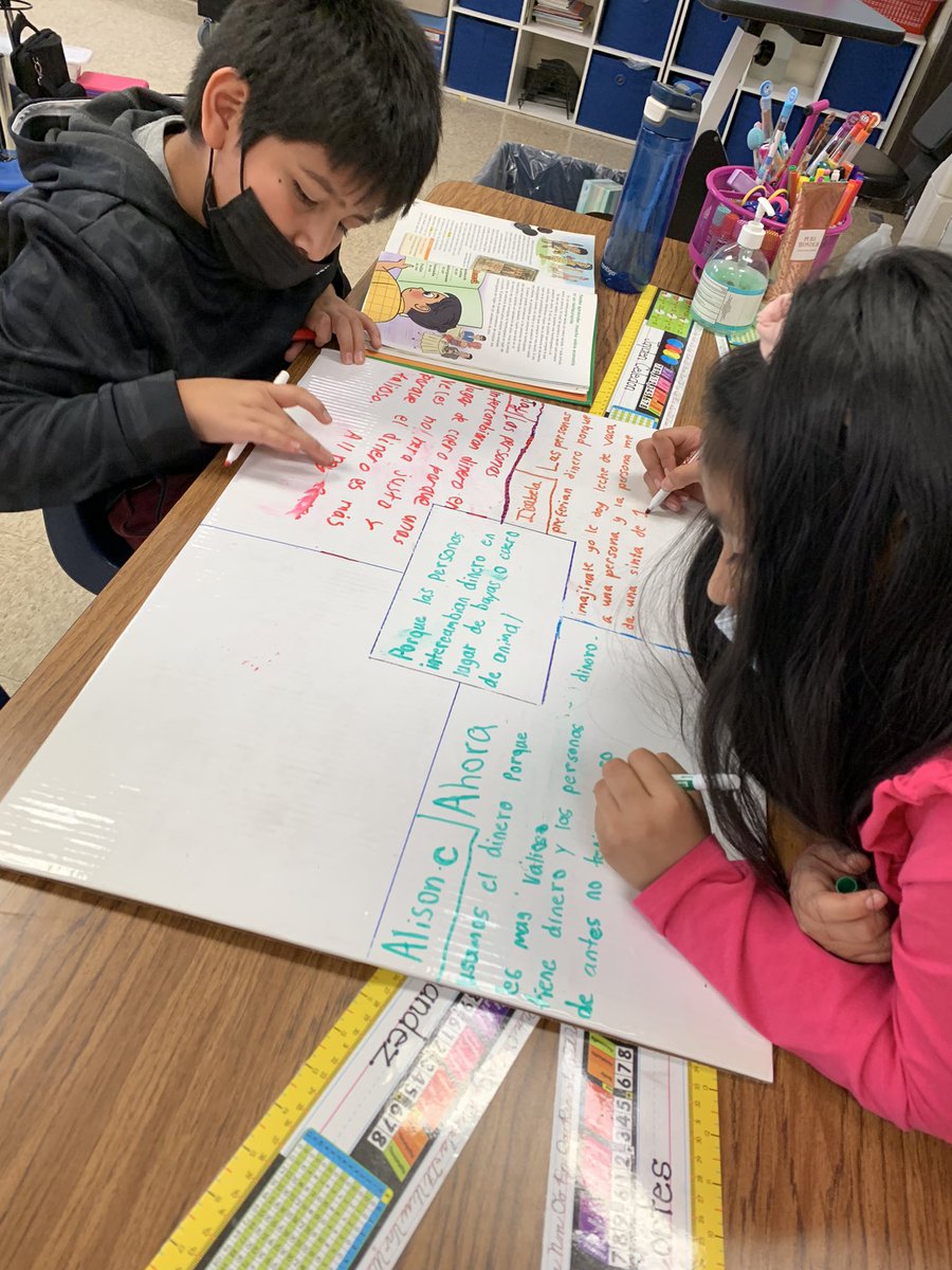 Using cooperative structures like the consensus placemat allows students to brainstorm their own ideas, share with their peers, then come to consensus as a group to formulate a response. Loved seeing this in a 4th grade DL class! @Bilingual118 <a href="/GrupoAdelante/">Adelante Group</a>