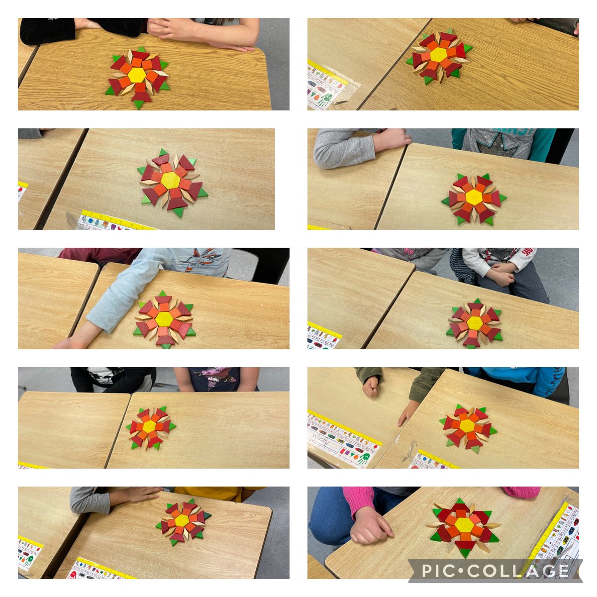 On the 5th Day of #TweetMath, <a href="/tvdsbmathk8/">tvdsbmath</a> gave to us… a snowflake to make with pattern blocks! (And then they made another snowflake, a Christmas tree, ornaments, etc.!!)