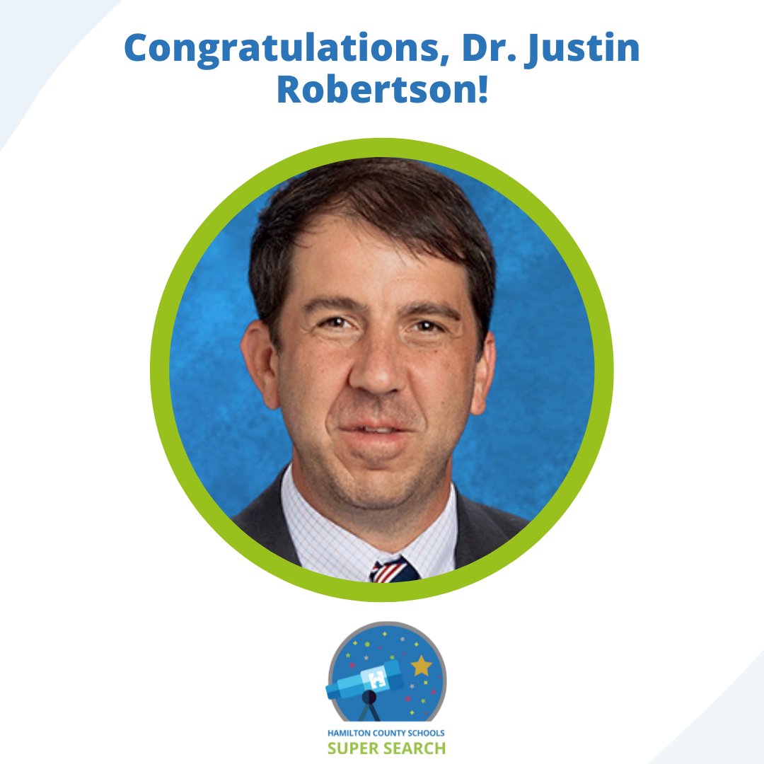 Earlier this evening, our School Board voted to name Dr. Justin Robertson the next Superintendent of Hamilton County Schools. Congratulations, Dr. Robertson! We look forward to continuing the progress of our school district under your leadership.