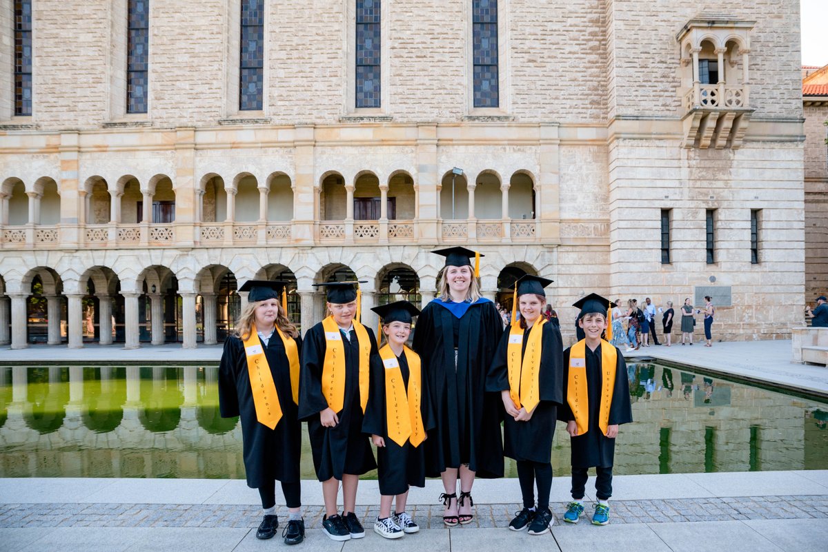uwanews's tweet photo. Our newest little graduates! 🤩👏 183 students —aged 7-14 — from 12 schools across Albany, the Peel region and Perth have graduated from Children's University, a program to inspire a love for learning in youngsters. 👩‍🎓👨‍🎓 #UWA https://t.co/bLKaIp5avE