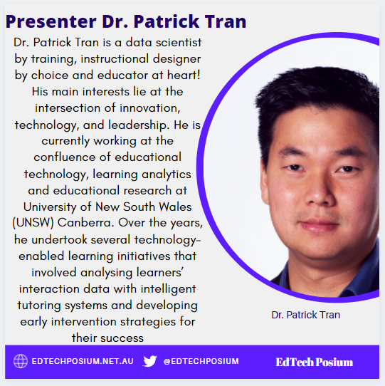Come and hear Patrick Tran talk Learning Analytics - the potential benefits and caveats – SC303