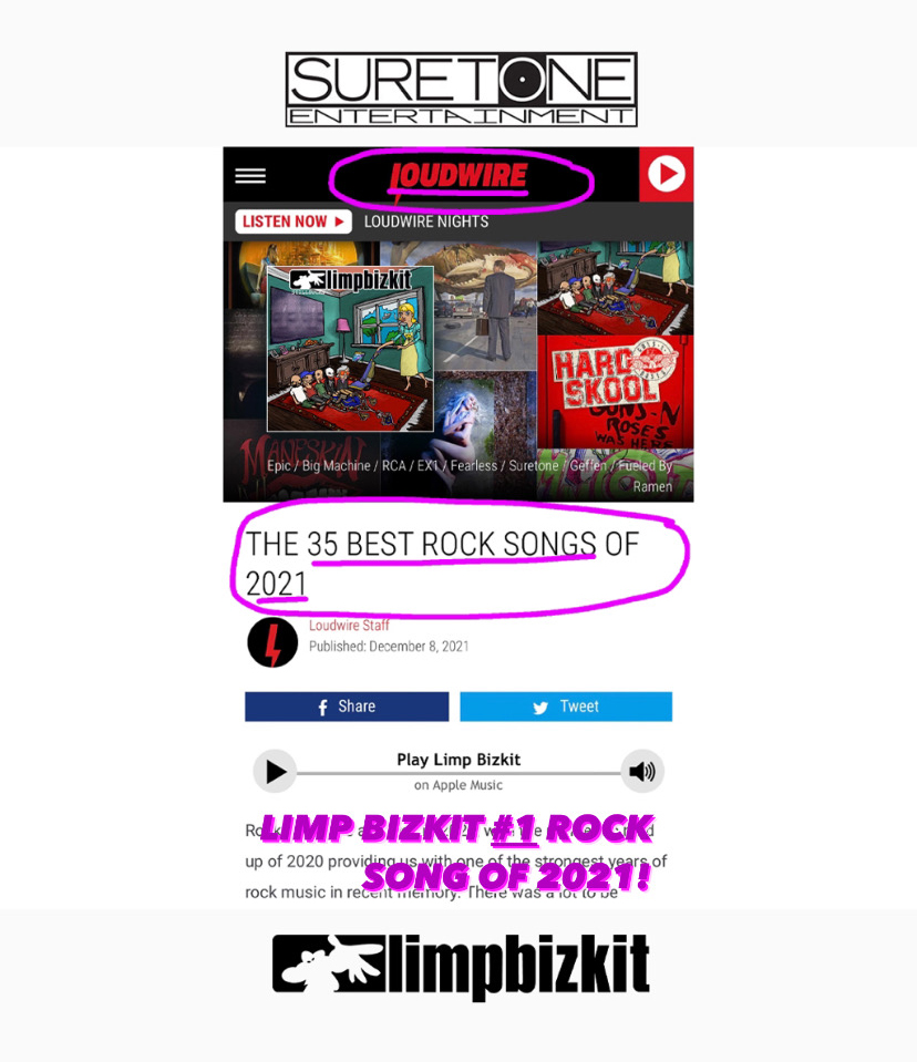 SuretoneEnt's tweet image. .@Limpbizkit's "Dad Vibes" is #1 on @Loudwire's 35 Best Rock Songs of 2021 🔥🤘

loudwire.com/best-rock-song…