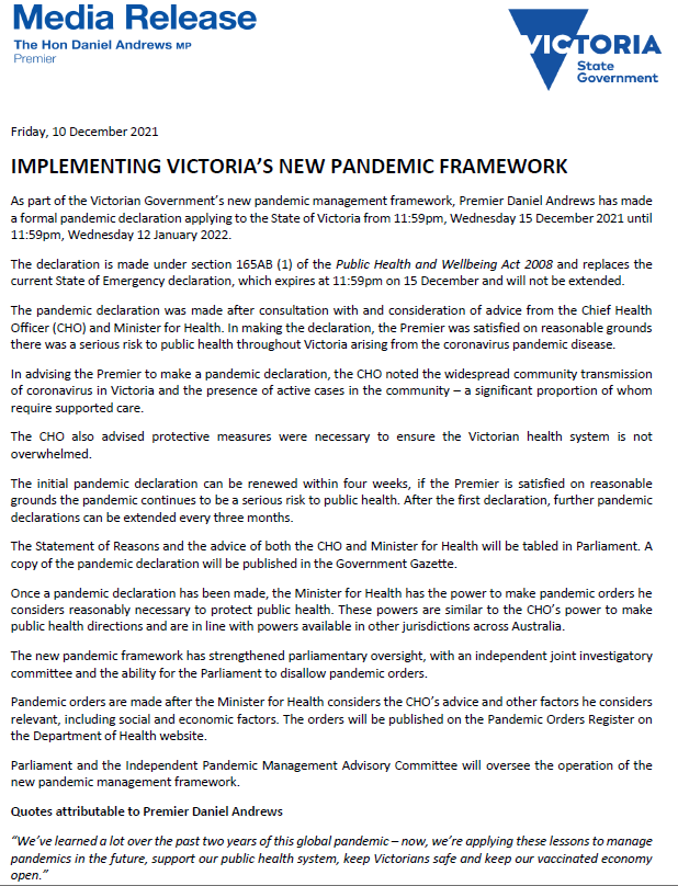 political_alert's tweet photo. Implementing Victoria's New Pandemic Framework #springst https://t.co/e02bCK3rWx