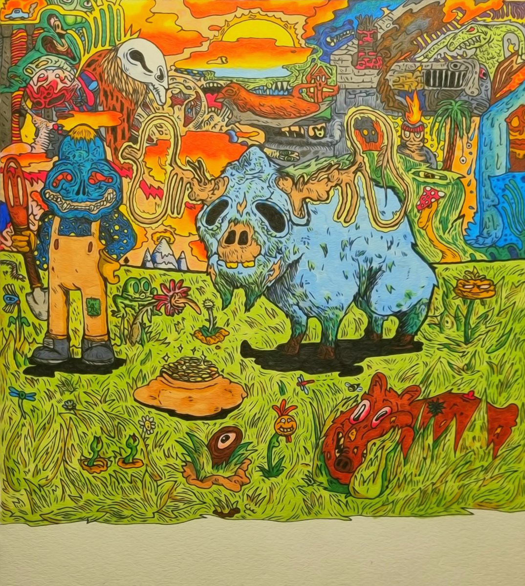 snagstone's tweet photo. HARVEST
.
.
.
#psychedelicart #psychedelic #trippy #trippyart #sketchbook #copicmarkers #fineliners #linework #cartoon #digitalart #improvisationalart #photoshop #wacom #digitalart #drawingonpaper  #animation #aussieart #streetart #melbourneartist #kglw #theeohsees https://t.co/IGIKkxnuVT