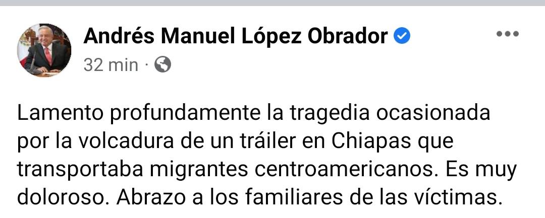 #LoUltimo // Presidente de México se solidariza con las familias de los 49 migrantes Mexicanos que murieron esta tarde en un fatal accidente en ese país.