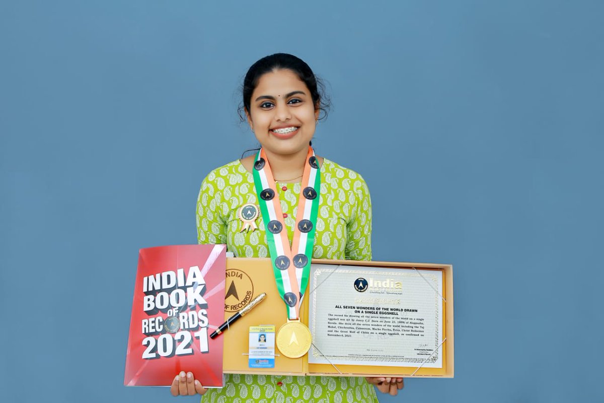 ece_ajce's tweet photo. Kudos to Jancy C J (2021 Alumna) .. She was recognized by the Asia Book of Records and India Book of Records for drawing the 7 Wonders of the World in a single egg shell ... https://t.co/hZqQnzUZvE