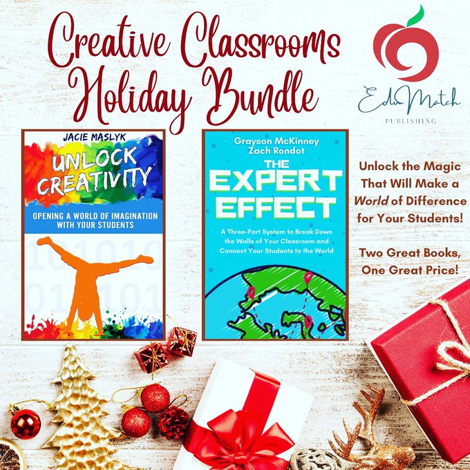 DrJacieMaslyk's tweet image. Creative Classrooms Book Bundle 💥 Get 2 great books for one low price!  Grab your copies of #UnlockCreativity and #ExpertEffectEDU here 👉 edumatch-publishing.myshopify.com/?ref=3cjqemdp2f #EduMatch #creativity #teaching #learning #makered #makerspaces