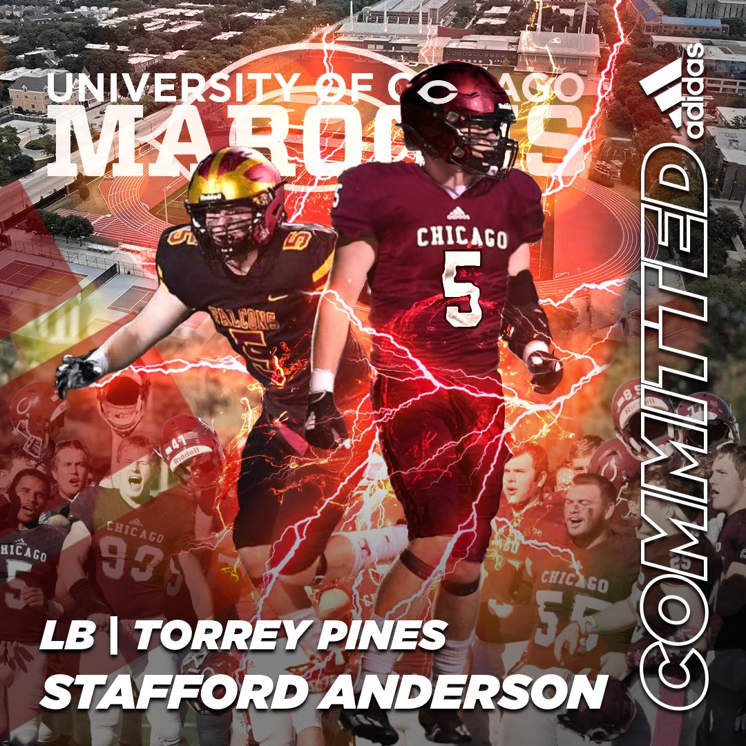 staffordanderson (@staffordanders3) on Twitter photo I am excited to announce my commitment to continue my academic and athletic career at the University of Chicago! I want to thank my family, coaches, and teammates for helping me achieve my goals. #GoMaroons <a href="/rcg999/">Ron</a> <a href="/UChicagoFB/">UChicago Football</a> <a href="/FB_Coach_Wilk/">Chris Wilkerson</a> @UCCoachDavidson I am excited to announce my commitment to continue my academic and athletic career at the University of Chicago! I want to thank my family, coaches, and teammates for helping me achieve my goals. #GoMaroons <a href="/rcg999/">Ron</a> <a href="/UChicagoFB/">UChicago Football</a> <a href="/FB_Coach_Wilk/">Chris Wilkerson</a> @UCCoachDavidson