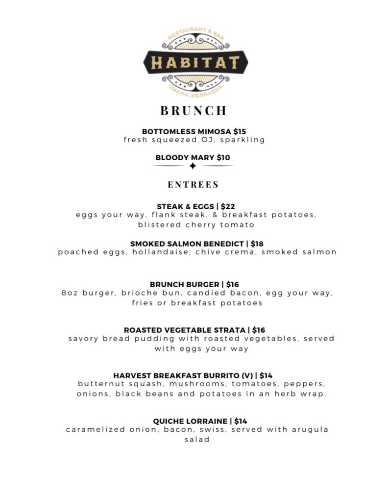 We will begin our brunch operations on Saturday’s and Sunday’s this weekend Dec 11th! join us here in the habitat restaurant from 9am to 1pm.