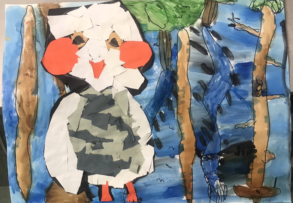 MissWhitsonArt's tweet image. 1st grade artists create an owl collage and a habitat using watercolor techniques. @DublinWL  @WalledLkSchools  #wleced