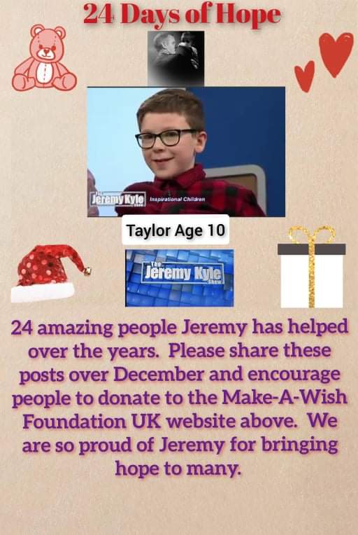 We are joining Jeremy in the lead up to Christmas to try and raise funds for the amazing charity make a wish, please help us celebrate all these inspirational children who more than deserve a chance to be made feel special. 💜 make-a-wish.org.uk/?gclid=Cj0KCQi…
