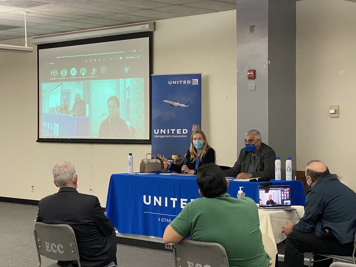 Thank you Lauren Riley, George Zombanakis and Vanessa Thompson for sharing your expertise and your forward looking take on the path to carbon zero aviation! #Beingunited #NWCoastUMA #carbonzero #unitedairlines
