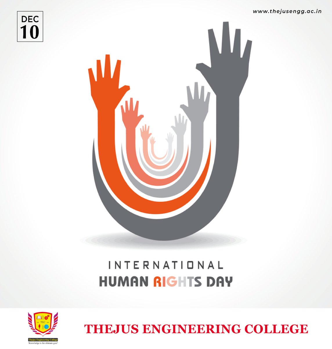 CollegeThejus's tweet photo. "Our hope for a more just, safe, and peaceful world can only be achieved when there is universal respect for the inherent dignity and equal rights of all members of the human family."

#HumanRights #HumanRightsDay2021 #Human https://t.co/y2BPaLIl6Q