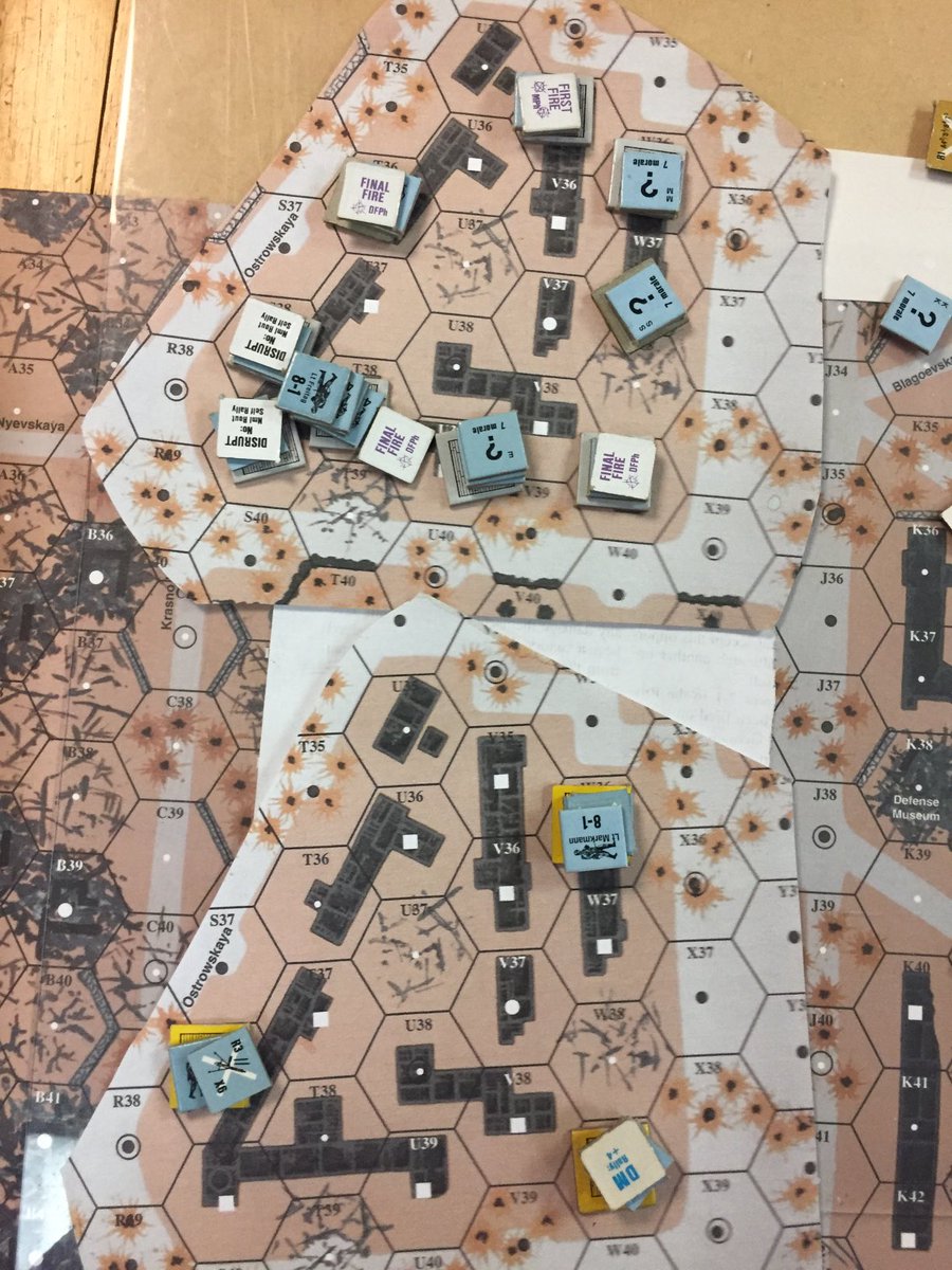 the2halfsquads's tweet photo. VotG 17 .  The Germans surrender as the Russians advance to take Von Paulus headquarters. Pic on right shows each level on a copy of building.  #stalingrad #mmp #VotG #advancedsquadleader #wargames https://t.co/dHn1ohOC5w
