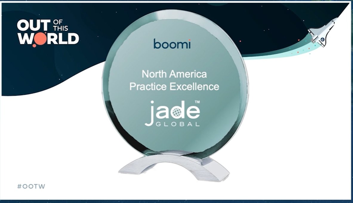 Congratulations to <a href="/JadeGlobal/">Jade</a> - <a href="/Boomi/">Boomi</a>'s North America Practice Excellence Winner! #GoBoomiIt