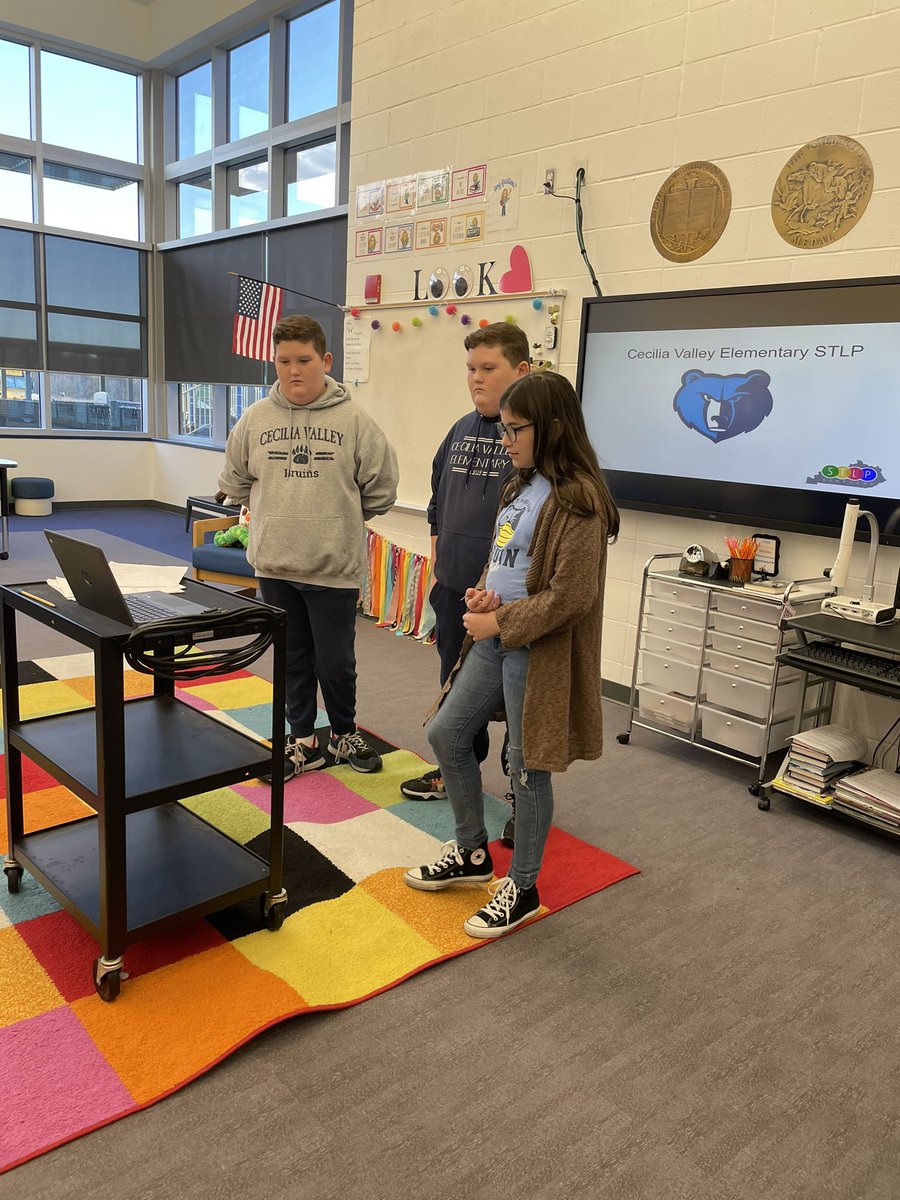These 5th graders represented CVES very well today during the Level 1 STLP (Student Technology leadership Program) Project virtual presentations. They had to meet with judges to present their project idea and answer questions about their project. We are proud so of them! 💛🐻💙