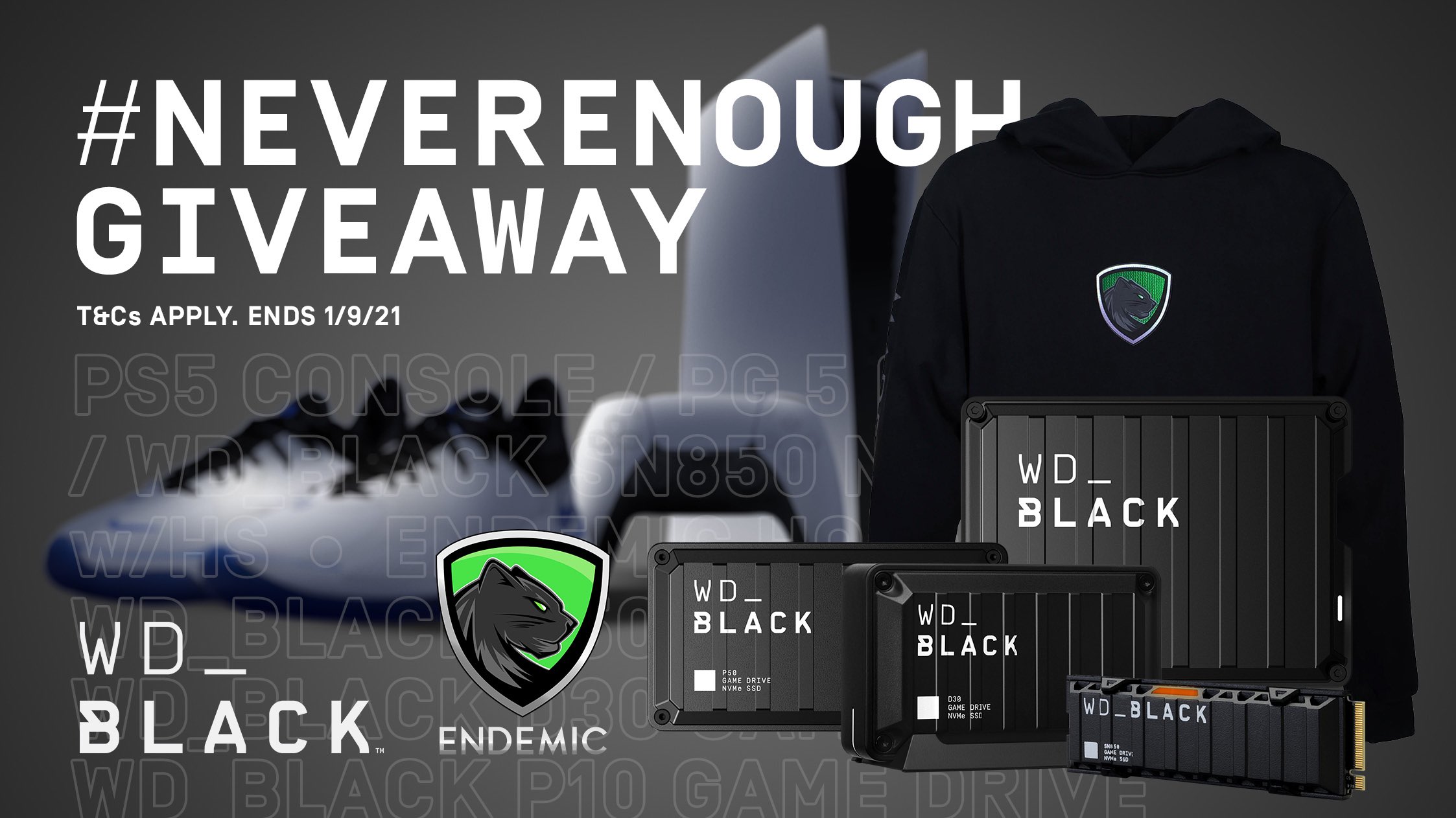 Endemic Playstation 5 Pg Ps5 Sneakers Wd Black Hard Drives The Endemic X Wd Black Neverenough Giveaway Is Live Now To Enter T Co Gdrmik16tw T Co S5vzmgqcgu Twitter