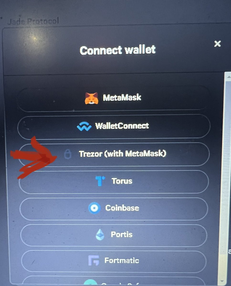 Traveler2602's tweet photo. @ErenYeagerClout @JadeProtocol @amplwhalegod When connecting wallet to Snapshot you have to select the option with red arrow below. I just did the same thing and got pissed until I realized I selected wrong option. Select Trezor with MM, not just MM https://t.co/zxyudVbXq4