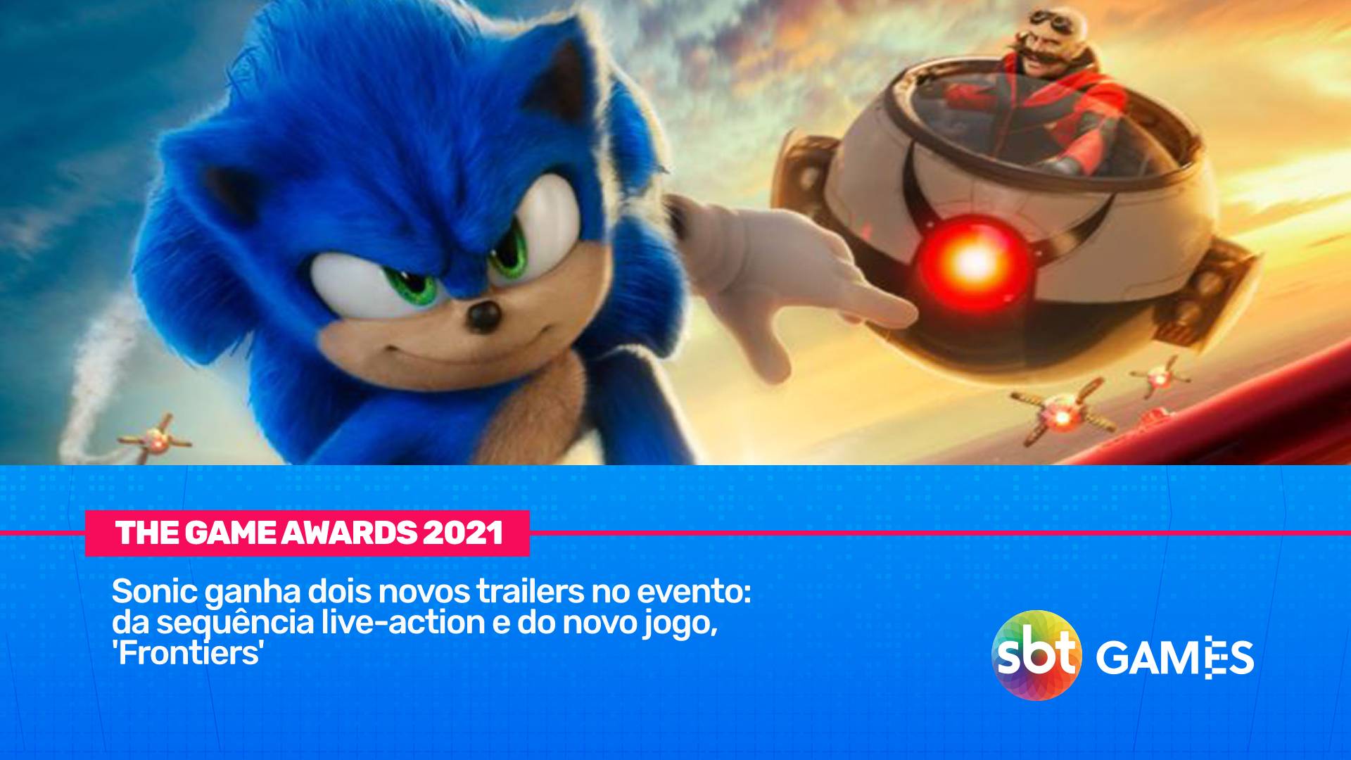 Trailer de Sonic 2: O Filme será mostrado no The Game Awards 2021