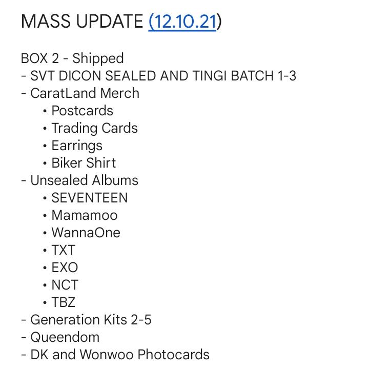 yourchoiceph_'s tweet photo. #ChoiceKoUpdates
Mass update as of 12.10.21
β’ shipped items
β’ kr add arrivals
β’ secured orders
re: rugger shirt pc no further updates from weverse https://t.co/GZPZgKuUum