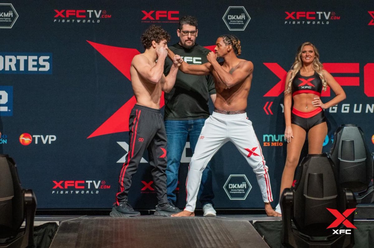 🚨 You can cut the tension with a 🔪 at #YoungGuns4 Weigh-Ins &amp; Face-Offs 😅

Main Card is LIVE on FOX Sports 2 on Friday (10 p.m. ET) in 🇺🇸

Prelims air LIVE on the XFC MMA Facebook page (8 p.m. ET)