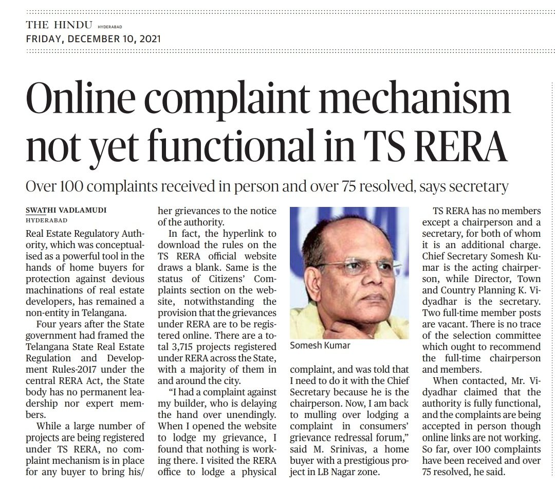 srinivasanBT's tweet photo. @KTRTRS ji
After struggling for several years by Homebuyers RERA bill was passed in the parliament. Most of the states have established their permanent RERA Authority. There is no true real-estate development with out protecting Homebuyers rights
@arvindkumar_ias
@FightForRERAInd https://t.co/B3toaQaM7l