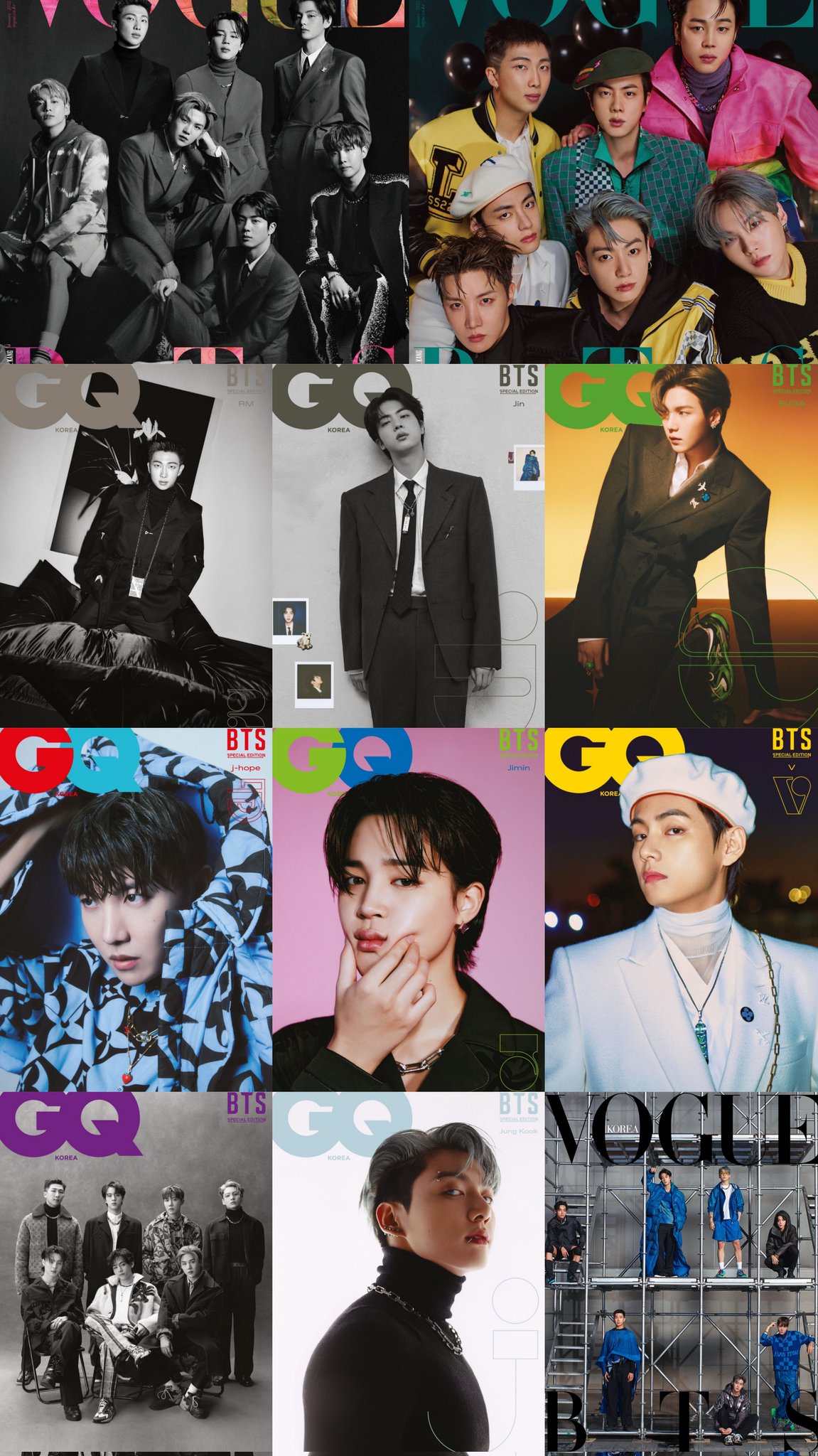 BTS] VOGUE & GQ Vogue Korea Jan 2022 Issue Magazine JIN COVER