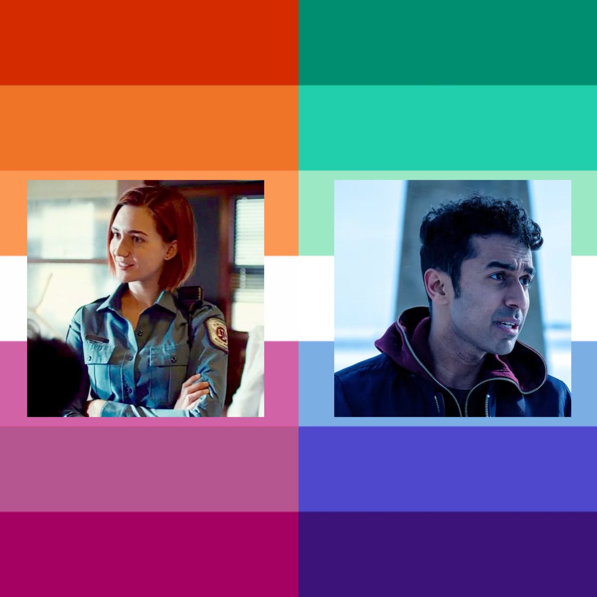 urfavesrhomos's tweet photo. nicole haught and jeremy chetri from wynonna earp are gay/lesbian solidarity! (canon) https://t.co/s9iszdMICS