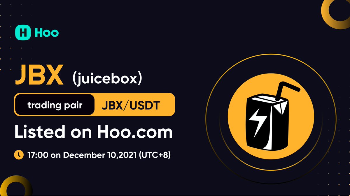 🚀HOO will list #JBX on December 10！<a href="/juiceboxETH/">Juicebox Protocol | Program your project's money</a> 

🔶Deposit &amp; Withdrawal: Enabled 
🕺Trading starts: 17:00(UTC+8) 

🎁Retweet and Get Airdrop #PEOPLE for Free！

🥰Participation link: giv.gg/jbx