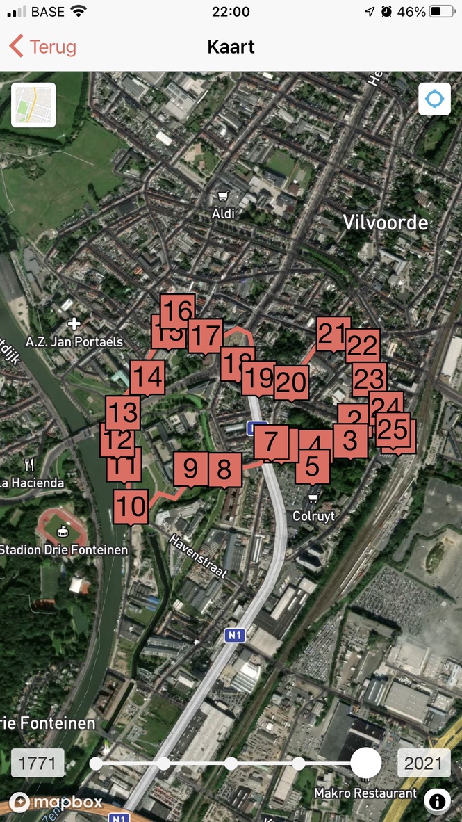 Voortaan kan je in de #ErfgoedApp gebruik maken van 4 historische kaarten die via een eenvoudige schuifbalk als extra kaartlaag op het scherm verschijnen. Zelf proberen? 👉faro.be/blogs/bram-wie… <a href="/faronet/">FARO</a> <a href="/bramws/">Bram Wiercx</a> #geopunt #digitaalvlaanderen
