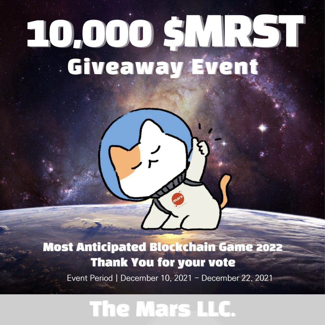 HederaToEarn's tweet image. Marstian! We are excited to announce that The Mars has been nominated for the PlayToEarn.net Most Anticipated Blockchain Game of 2022☺️

we'd really love to show our community teamwork!
Please make the most anticipated blockchain game by voting👏

playtoearn.net/awards/2021/mo…