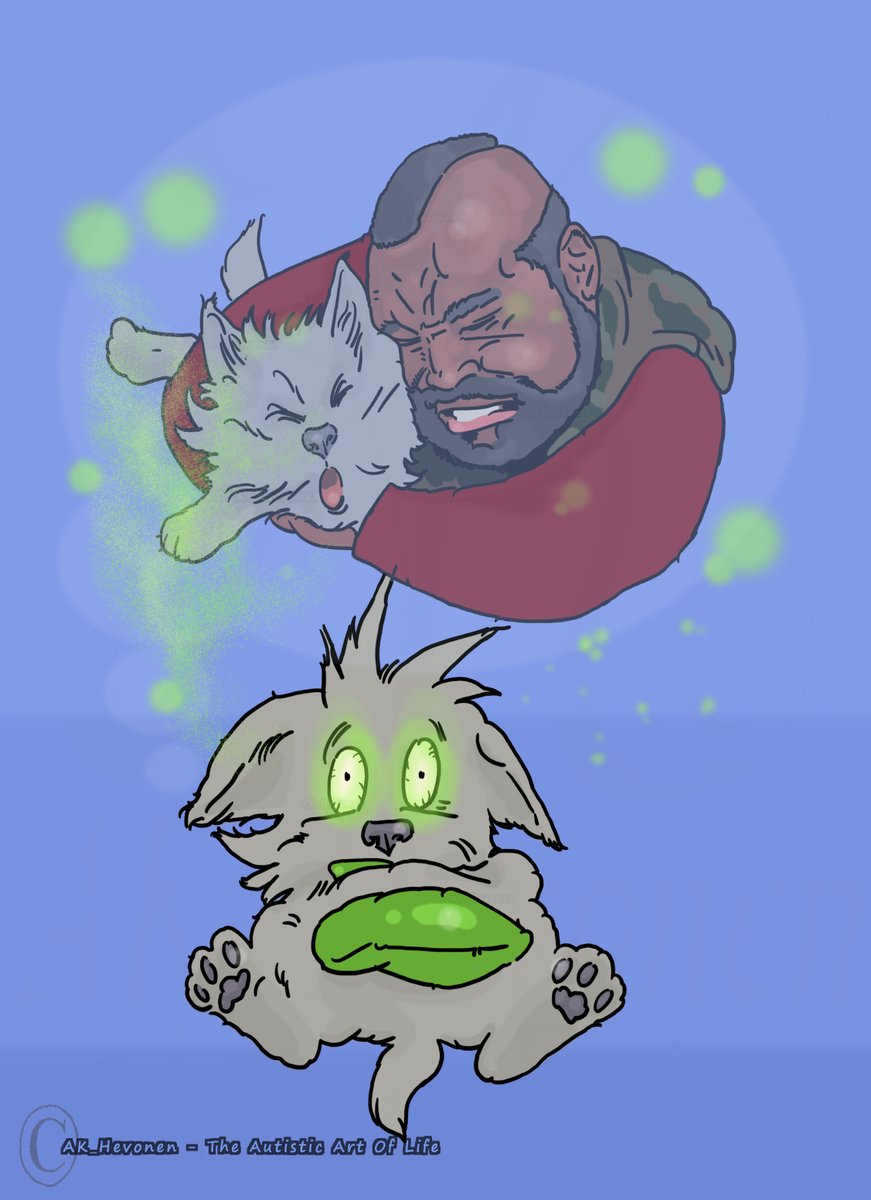 AK_Hevonen's tweet photo. BABaracus pitties the fool who complains yet my Booster felt more like a Buster by ClubberLang .
KO flat for abt 3days, now better.
And STILL:
#GetVaccinated #GetVaccinatedNow #WearAMask
And most of all
#Chooselaughter It will pass
(originally @MrT wrangled @BoyGeorge ) https://t.co/TyfrgGaMRX