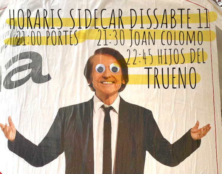 joan colomo (@colomomusica) on Twitter photo Aquests són els horaris pel concert que farem demà al <a href="/SIDECARbcn/">SIDECAR Factory Club</a> amb els <a href="/HijosTrueno/">Hijos del Trueno</a> . Veniu i regaleu-nos la vostra presència. Aquests són els horaris pel concert que farem demà al <a href="/SIDECARbcn/">SIDECAR Factory Club</a> amb els <a href="/HijosTrueno/">Hijos del Trueno</a> . Veniu i regaleu-nos la vostra presència.