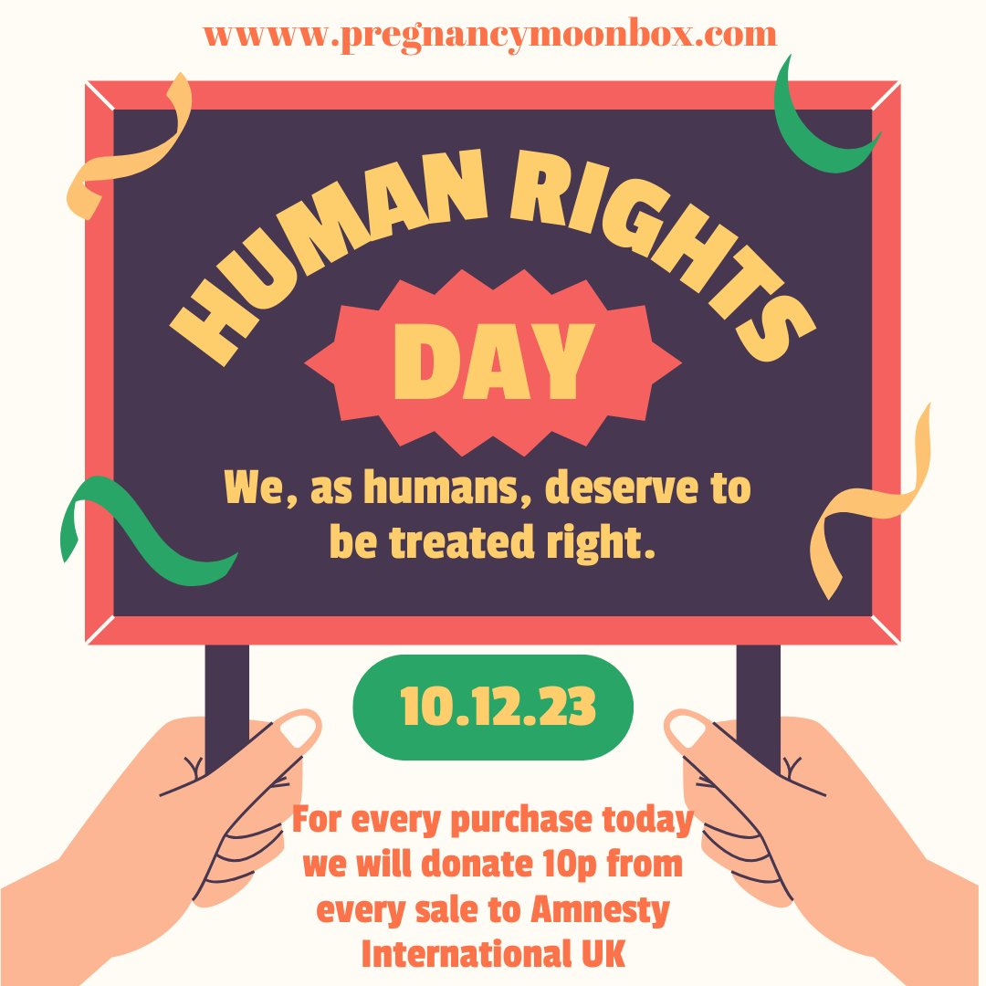 PregnancyMoon's tweet photo. For every purchase  made today we will donate 10p from every sale to Amnesty International UK #humanrightsday #amnestyinternationaluk #giving #chaity #pregnancypage #charityoftheday https://t.co/aVjOi3fv95