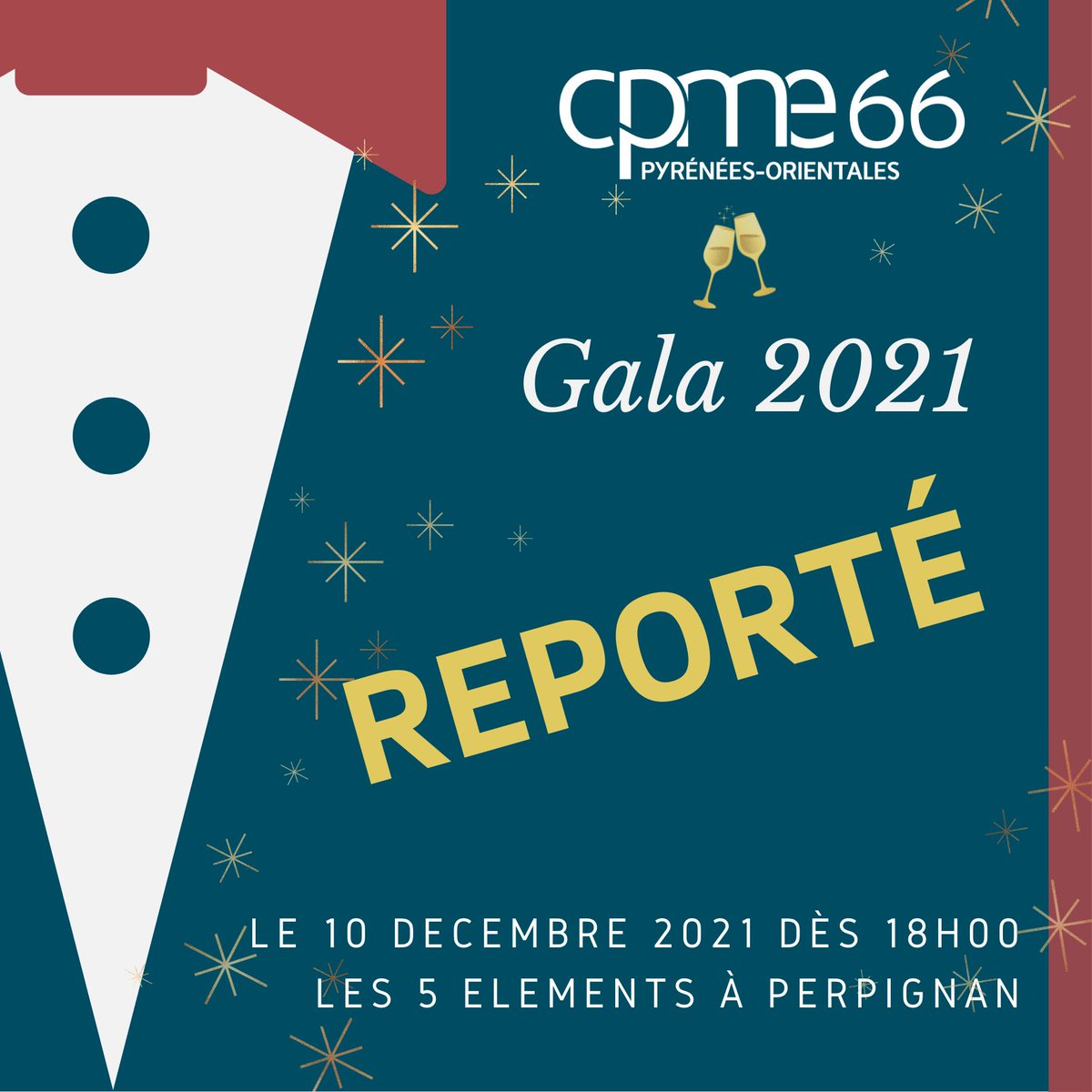 🚨 REPORT GALA 2021 🚨
Suite aux recommandations du gouvernement liées à l'évolution de la situation épidémique, nous sommes au regret de reporter notre gala prévu ce vendredi 10 décembre 2021 !