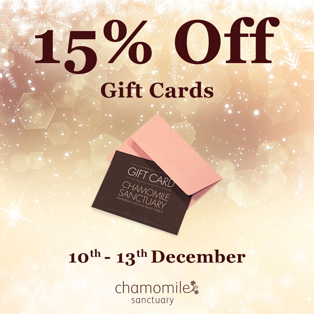 ChamomileSpa's tweet photo. This Christmas, we have a fabulous stocking filler that will inspire self-care.🎄

Get 15% off Gift cards by using code GIFTCARD15 from today until Monday 13th.

There is guaranteed relaxation as soon as they step into Chamomile Sanctuary.
https://t.co/CjcZPf8r7u https://t.co/xWaErWmXQC