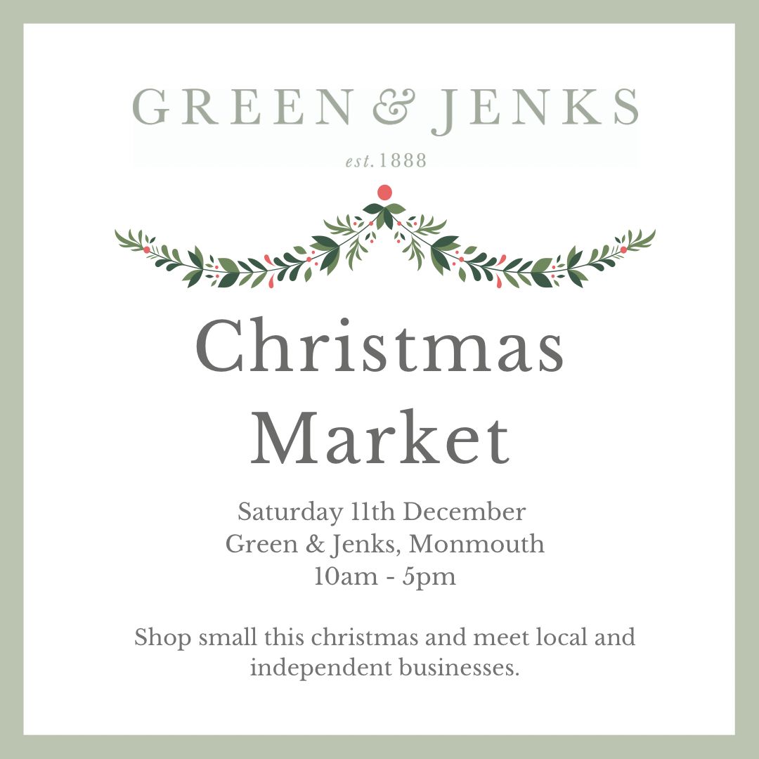 Join us tomorrow for a festive Christmas market in Monmouth 🎄

Saturday 11th December 
10-5, Green &amp; Jenks Monmouth 

#monmouth #popupshop #greenandjenks