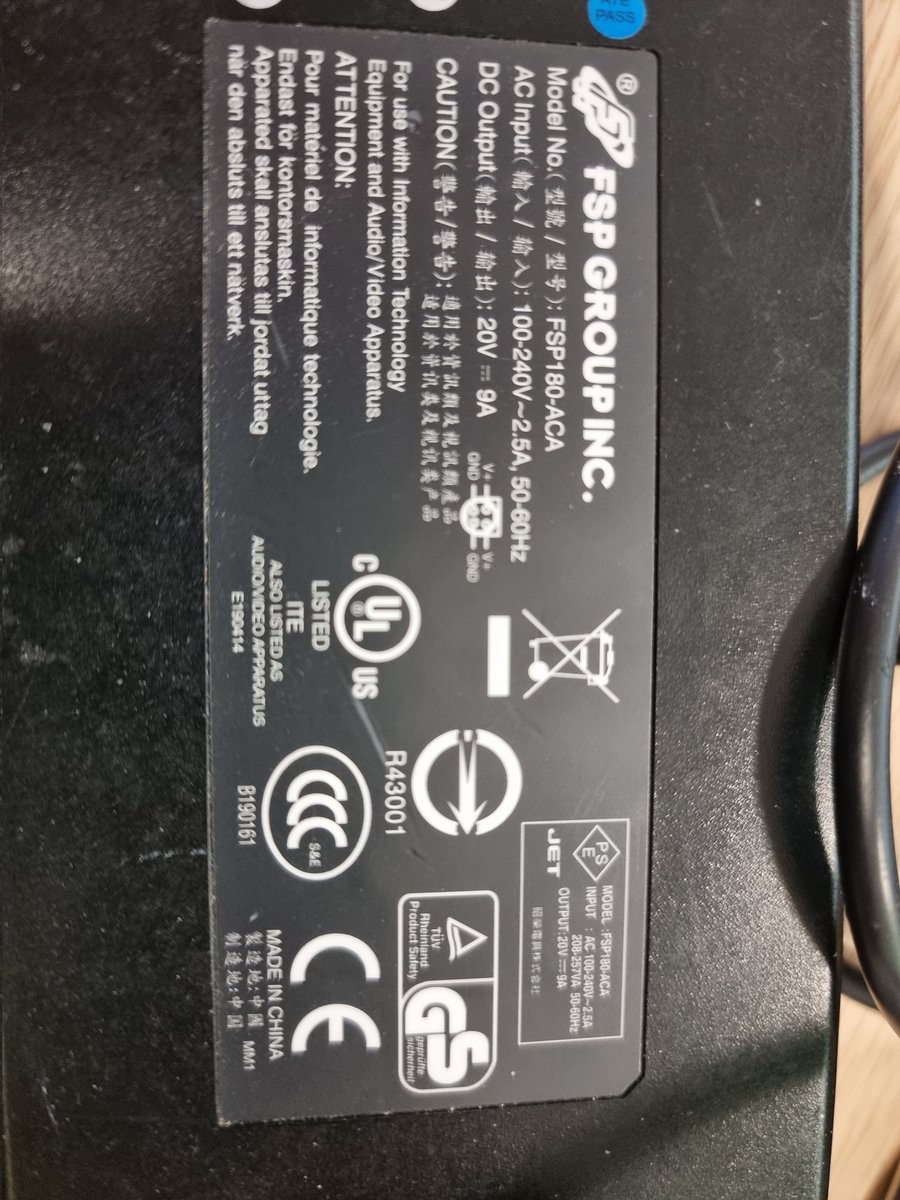 PATTest_UK's tweet photo. Can any one help, trying to get hold of a power supply
AC input 100-240v 2.5A, 50-60Hz
DC output 20v 9A. 
Model
FSP 180 ACA
4 pin https://t.co/0XRxBUaay9