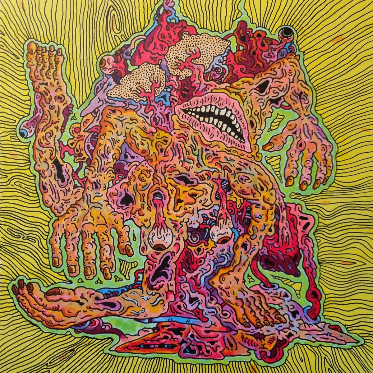 snagstone's tweet photo. SCRAMBLED
.
.
.
#psychedelicart #psychedelic #trippy #trippyart #sketchbook #copicmarkers #fineliners #linework #cartoon #digitalart #improvisationalart #photoshop #wacom #digitalart #drawingonpaper  #animation #aussieart #streetart #melbourneartist #kglw #theeohsees #gore https://t.co/XiEp21JLaU