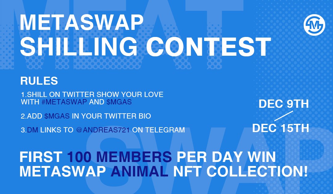 Crazyshit_18's tweet photo. Guys don’t miss 💎 @MetaSwapMGAS Ⓜ️ provides NFT P2P swaps for #ETH, #BSC , &amp; #Polygon 

🚀Connect with #Crypto + #NFT Investors
🚀NFT Marketplace
🚀Artist + Art Forum

Shilling contest is on live🔥

Presale next week🚀

🌐https://t.co/O9J149RPIf
📩 https://t.co/uUENu6frKe https://t.co/DYdMAFHSxE