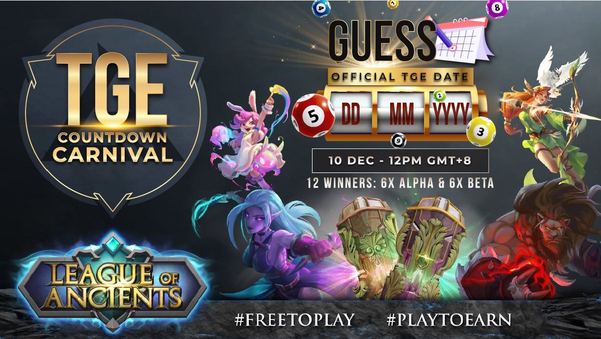 🗓Guess The Date🎉

Missed out on our NFT Sales? This might be your chance to win it! We’ve got 6 Alpha and 6 Beta Capsule up for grabs!

How to join: 
1️⃣ Guess the date by replying to this tweet 
2️⃣ RT and tag a friend! 

#BSC #GameFi #NFTs