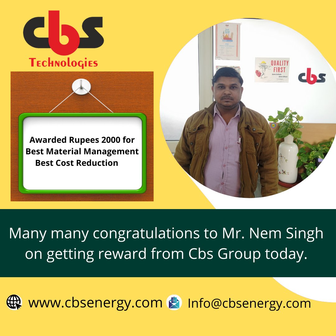 CbS_Energy's tweet photo. Congratulation ,Today the owner of Cbs Technologies Pvt Ltd. is very happy that he has given a reward of to his team.
#industrialequipment #oilfiltration #oilfiltrationmachine  #organicwastecompostingmachine #compostingmachine #biotoilet #oxygengenerator #oxygenconcentrator https://t.co/AY7szFvOp8