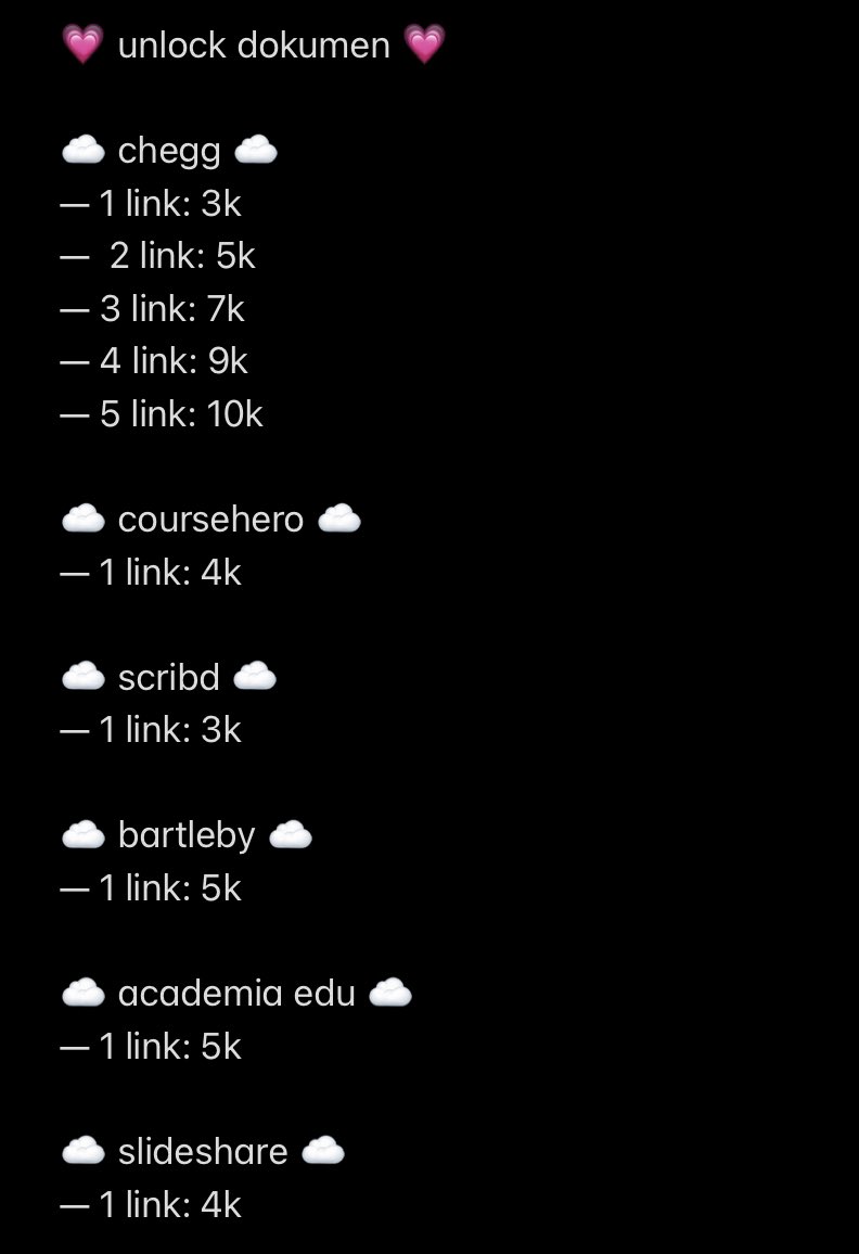 halo halo !  lagi mau unlock unblur 🔓 dokumen 🕵‍♀️? ke cafe apps aja yuk 🤩 bisa unlock 🔓 :

🌟 CHEGG
🌟 COURSEHERO
🌟 SCRIBD
🌟 BARTLEBY
🌟 ACADEMIA EDU
🌟 SLIDESHARE

💸payment bisa qris
order 💌 wa.me/+6281264346887
#jokitugaskuliah #zonauang
