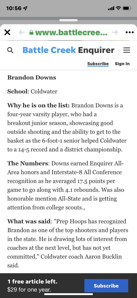 Top 8 in the area by Battle Creek Enquirer. See why Brandon is on the list.