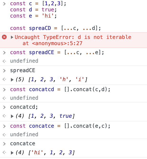 urstrulyvishwak's tweet photo. #1OODaysOfCode
Merging two arrays in javascript:
1. Using spread operator
2. using concat

When to use what: Spread can work only when our inputs are of type arrays. concat works better in all scenarios.
See the screenshots for reference.
@30secondsofcode https://t.co/tgXxpLhM9n https://t.co/Hs4fF0Hn2y