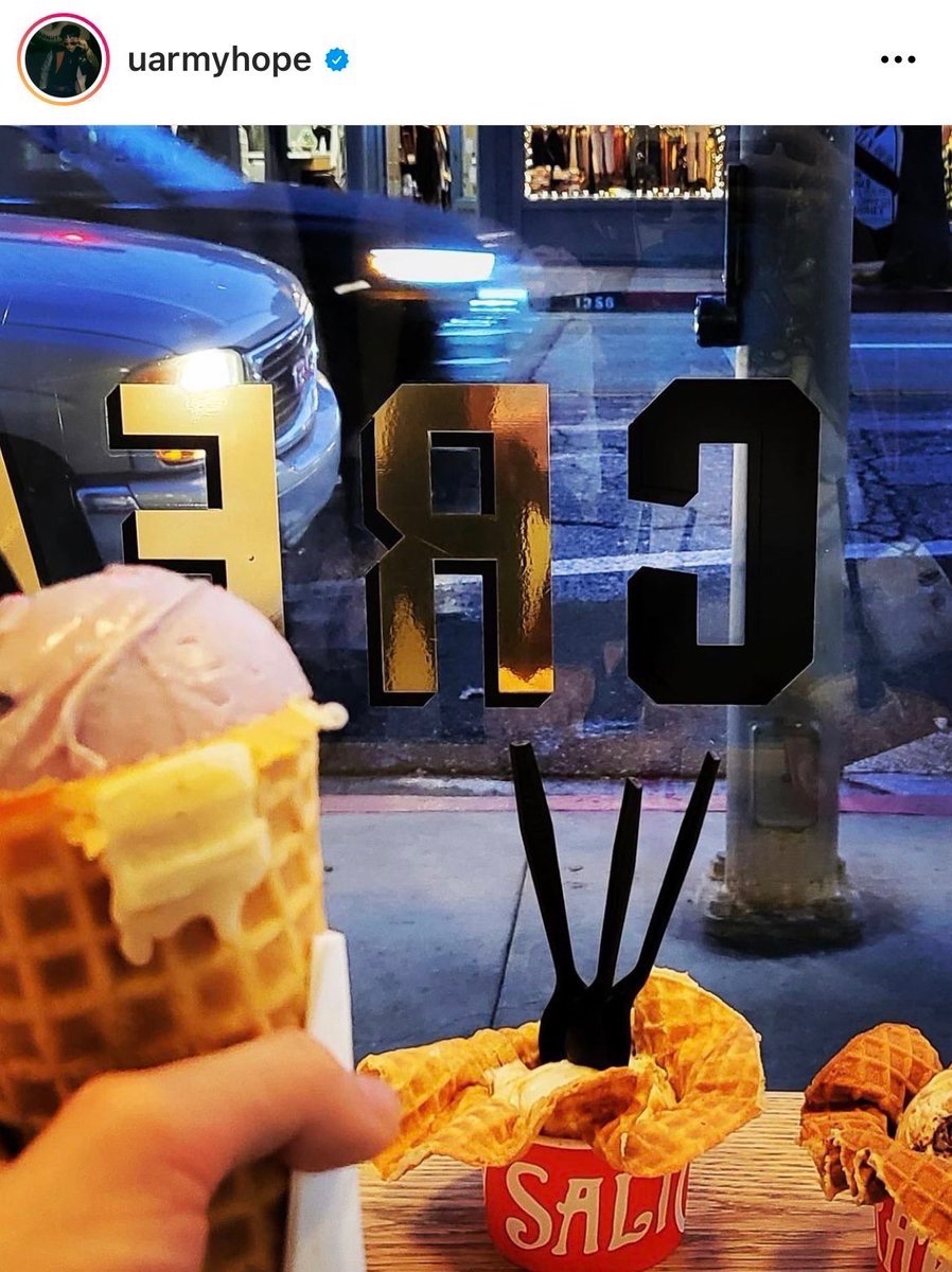 Jas_97671's tweet photo. Salt &amp; Straw Ice Cream @saltandstraw is following j-hope on Instagram after j-hope posted a photo of him going there! He’s also the only member they follow.

#jhope #제이홉 @BTS_twt https://t.co/lEQ65XswKn