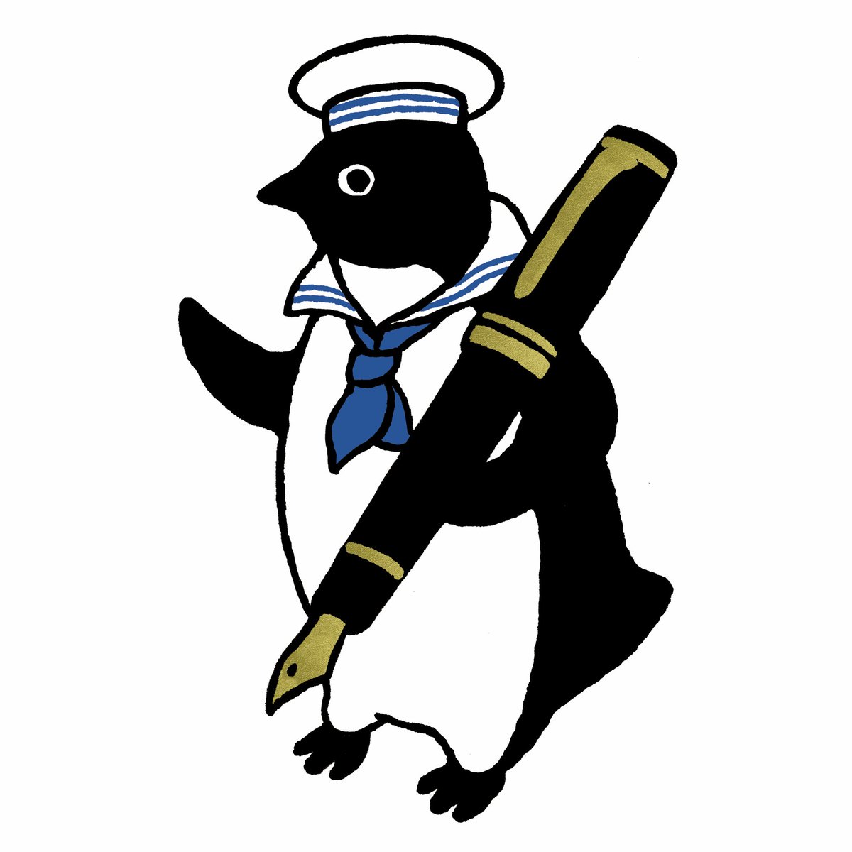 「「ペンギンはペンでペンギンと綴る」の万年筆ができたのがうれしすぎて、万年筆がテー」|さかざきちはる＠展覧会ペンギンアパートメント4/21〜のイラスト