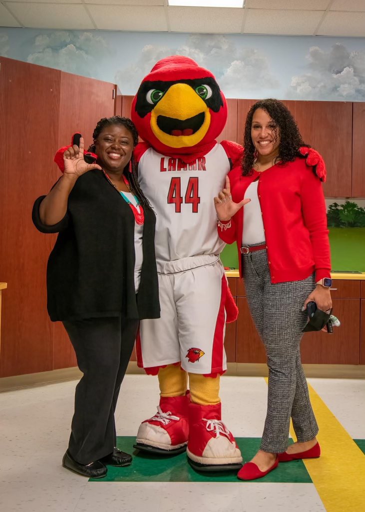 Because my girl is a future Coog I’m all in and #FortheCity, but I’ll always be a Cardinal! So proud to experience the grand opening of the new Cardinal Nest @MBmtisd today. Congratulations Martin Tigers! #WeAreLU #LamarUniversity #BigRed #LamarAlumni #educators